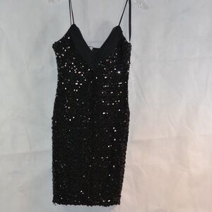 Black Sequin Strertch Dress SZ 10 Lori Ann Montreal